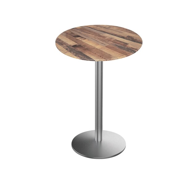 42 Tall OD214 St Steel Table Base w22 Diameter foot and 32 Diameter Rustic Top, IndoorOutdoor